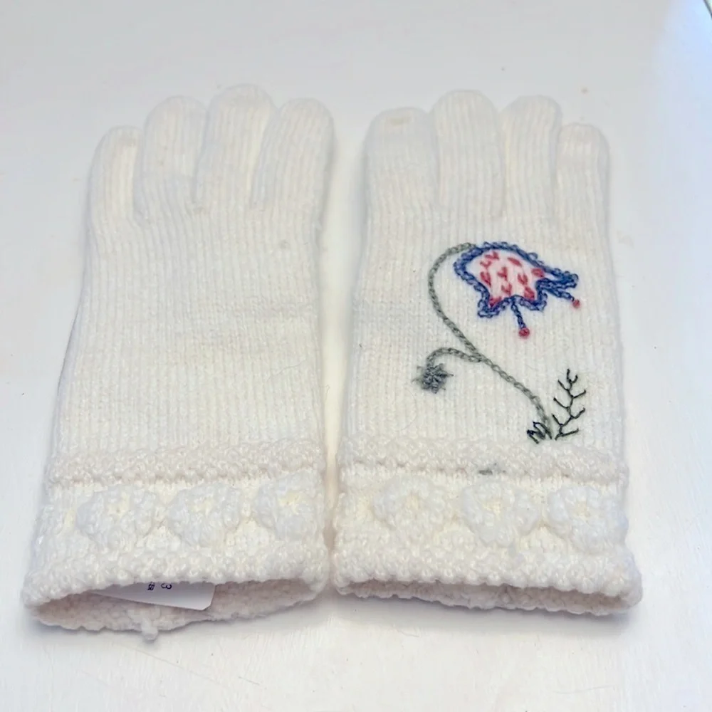 Vintage Women’s Knit Gloves with Vegan Leather Palms NOS